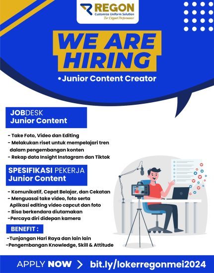 Loker Junior Content Creator REGON Mei 2024